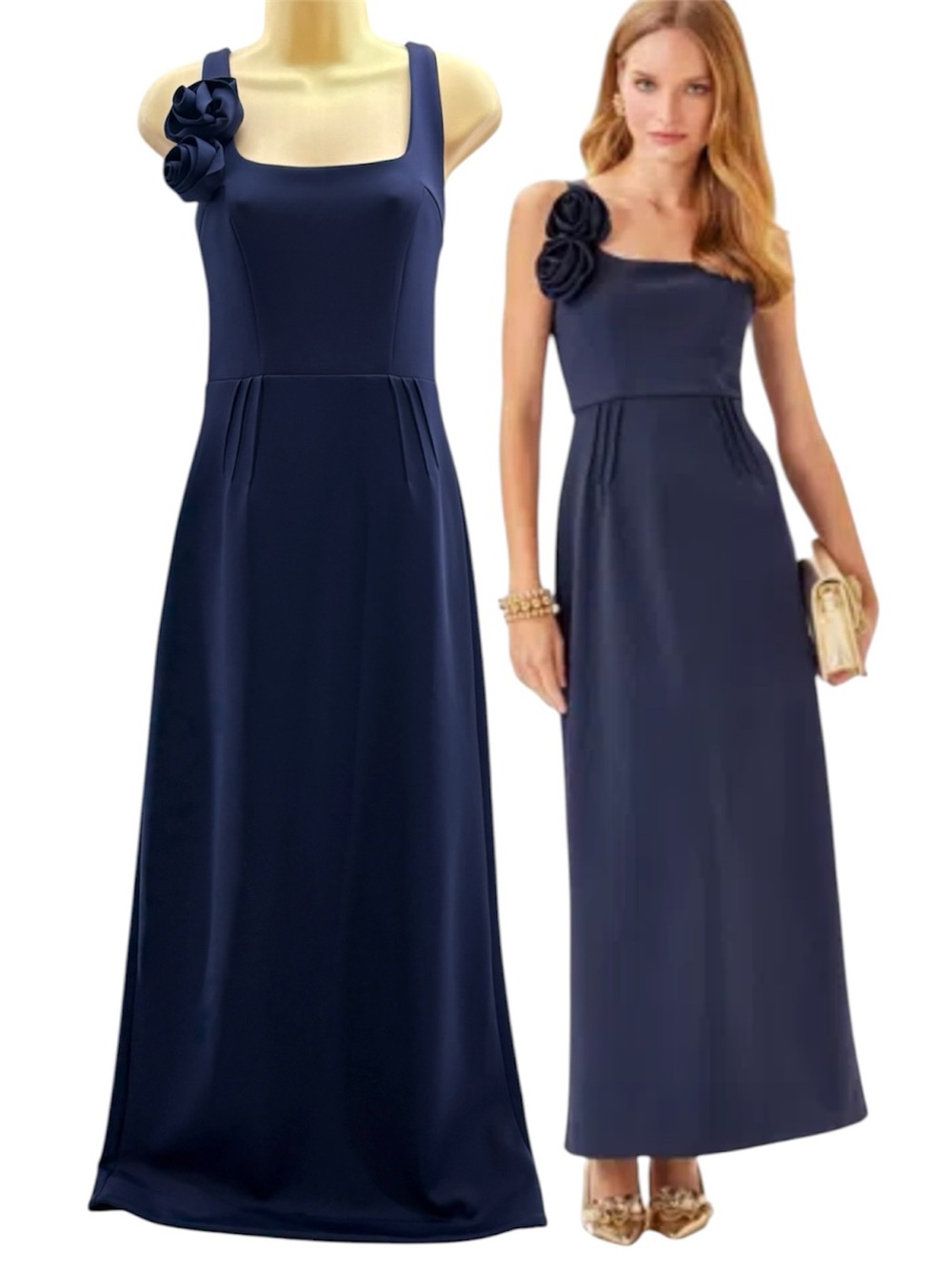 NEW Lilly Pulitzer Jade Sheath Maxi Dress Square-Neck Maxi True Navy Size 4